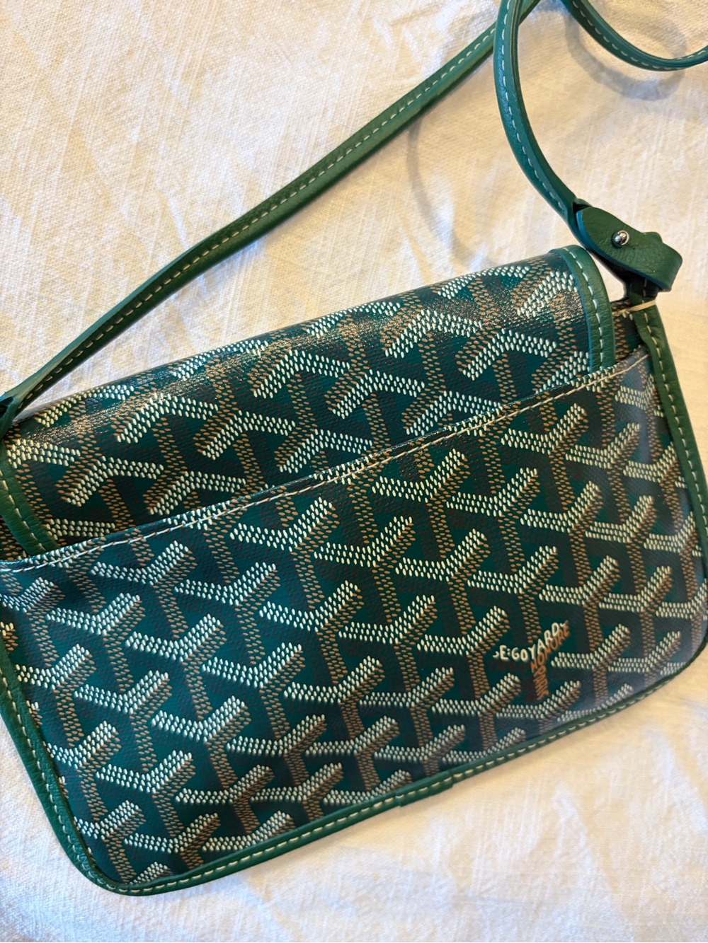 Goyard Teal Green Signature Chevron Crossbody Bag - Picture 3 of 9